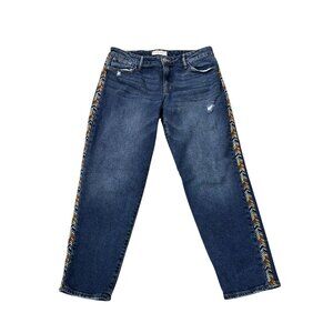 Knox Rose Womens Embroidered Side Stripe Boyfriend Jeans Size 6